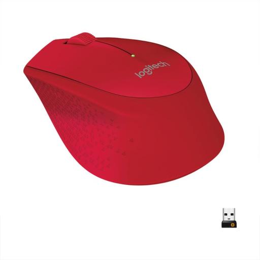 Mouse LOGITECH M280, Rojo, 3 botones, USB, Óptico, 1000 DPI