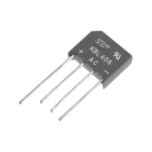 Syscom Puente Rectificador de Silicio, 4 Amp. 600 Volt, Fase Sencilla, Encapsulado KBL.