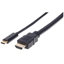 Cable adaptador USB-C a HDMI Manhattan Negro 2 M.