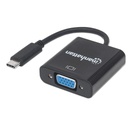 Convertidor USB-C a VGA Manhattan Negro.