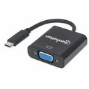 Convertidor USB-C a VGA Manhattan Negro.