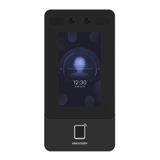 Hikvision Digital Technology Terminal Min Moe WiFi de Reconocimiento Facial y Huella con lector PROX EM / Exterior IP65  / Hasta 1.5 mts en lectura de rostro / Soporta P2P Hik-Connect / 1,500 Rostros / 3,000 Huellas / Videoportero.