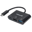 Docking Station HDMI Convertidor USB Tipo-C Manhattan Negro.
