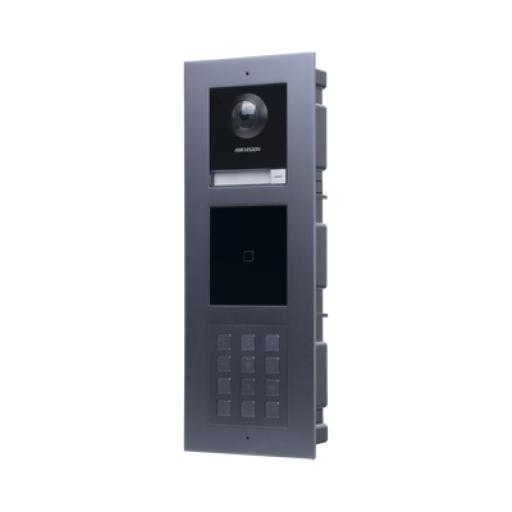 Hikvision Digital Technology Videoportero IP MULTIAPARTAMENTO con llamada a App de Smartphone y Lector de Tarjetas EM / 2da Generación (Modular) / Montaje para EMPOTRAR incluido / Apertura con CONTRASEÑAS y TARJETAS