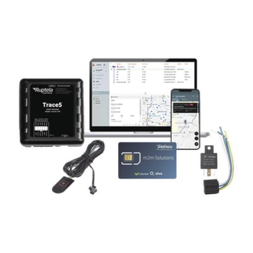 Ruptela Kit de Localizador Vehicular 2G y 4G/ Rastreo / Conducción eficiente / Deteccion de Jammer / Registro de conductores / Relay + Botón de pánico + EPCOMGPSMENSUAL + SIM30M2M + datos por 1 mes