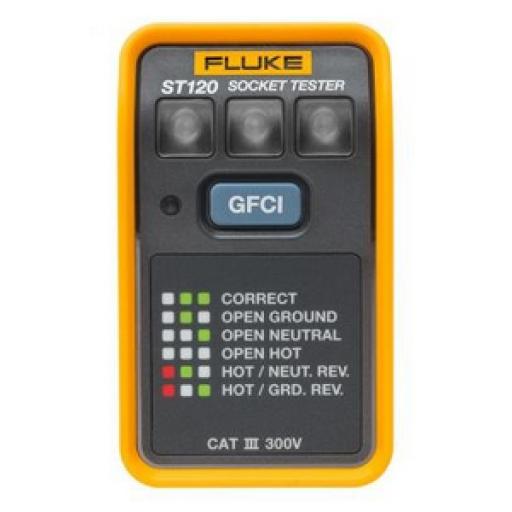 Fluke Probador de Tomacorriente Eléctrico Estándar o GFCI con Señal Acústica, Con LEDs de Alto Brillo y Gráfico Incluido Para Verificar Rápida y Fácilmente el Cableado