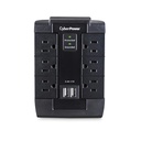 CyberPower Multicontacto con Supresor de Picos de Pared, Voltaje de Entrada 125 Vca NEMA 5-15P, Con 6 Salidas NEMA 5-15R, 2 Puertos de Carga USB, 1200 Joules