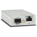 Allied Telesis Convertidor de medios Gigabit Ethernet a fibra óptica con puerto SFP, con fuente de alimentación multi-región