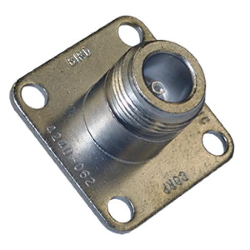 [BIRDTECHNOLOGIES_4240-062] Bird Technologies Conector N Hembra de Cambio Rápido / Wattmetro BIRD 43, 4304, 4 perforaciones a 18 mm, Níquel/ Plata/ Teflón.​