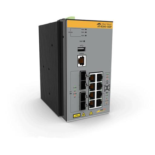 [ALLIEDTELESIS_AT-IE340-12GP-980] Allied Telesis Switch Industrial PoE+ Capa 3 D/8 Puertos 10/100/1000 PoE af/at, 4 x SFP (TAA)