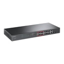 TPLINK Switch PoE+ No Administrable de 16 puertos 10/100 Mbps / 2 puertos 10/100/1000 Mbps en Combo con 2 Puertos SFP / Presuuesto PoE 250 W / Extensor PoE de hasta 250 metros