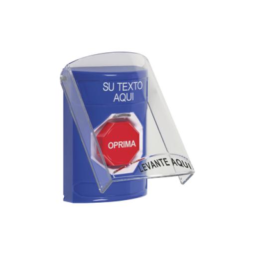 STI Botón con Texto Personalizado, Tapa Protectora de Policarbonato Súper Resistente, Restablecimiento con llave