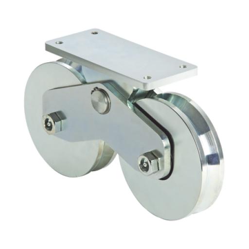 COMUNELLO  339V - Rueda Doble de 16 cm / Capacidad Para Puertas de hasta 1920 Kg / Canal Tipo V