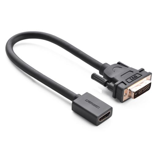 Ugreen Convertidor DVI macho a HDMI hembra / Bidireccional / DVI 24+1 / 1080P@60Hz / Largo 22cm / Negro
