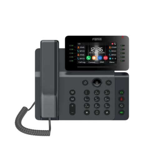 [FANVIL_V65] Fanvil Teléfono IP Empresarial Esencial WiFi / Bluetooth, 20 líneas SIP, pantalla a color 4.3" ajustable, PoE, puertos Gigabit, conferencia local de 6 vías.