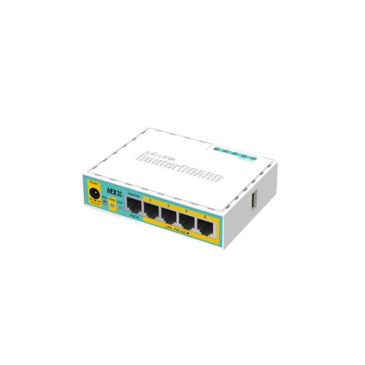 [MIKROTIK_RB750UPR2] Mikrotik (hEX PoE LITE) RouterBoard, 5 Puertos Fast Ethernet, 4 con PoE Pasivo, 1 Puerto USB