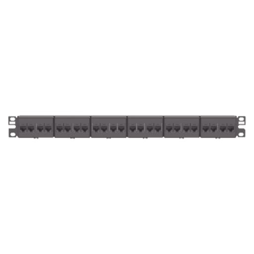 Panduit Panel de Parcheo con 24 Acopladores Mini-Com, Plano, Categoría 6, de 1 UR, Color Negro 