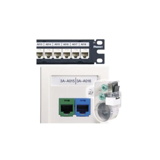 Panduit Casete de 125 Etiquetas Adhesivas, para Patch Panel, Face Plate o Cajas Superficiales, Para Identificación 4 Puertos, Color Blanco