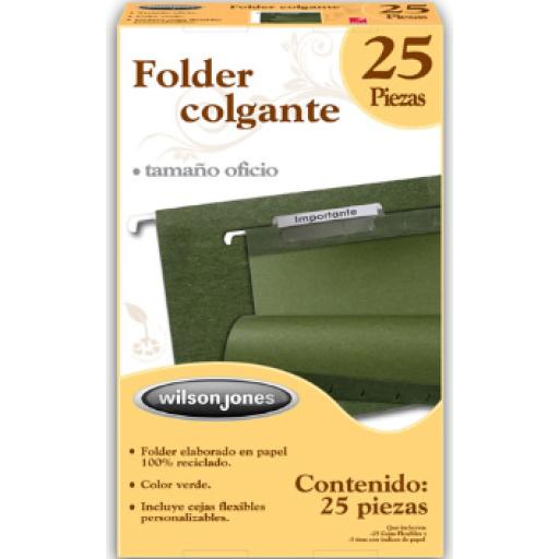 [ACCO_P3631] Acco Folder Colgante Acco Wilson Jones Oficio Color Verde Tradicional Caja C/25 Pzas