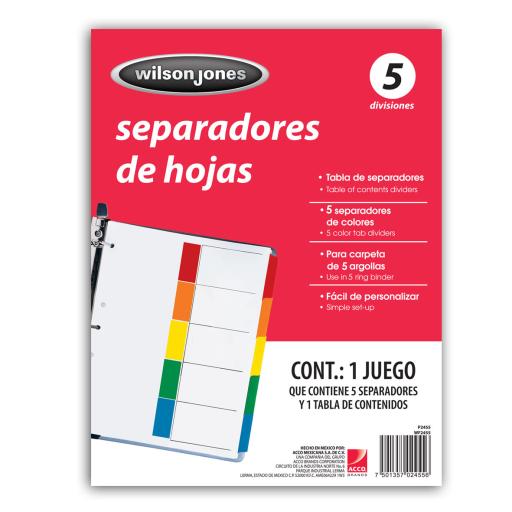 [ACCO_P2455] Acco SEPARADOR ACCO TAB 5 DIV CEJA COLOR SIN NUMERACION