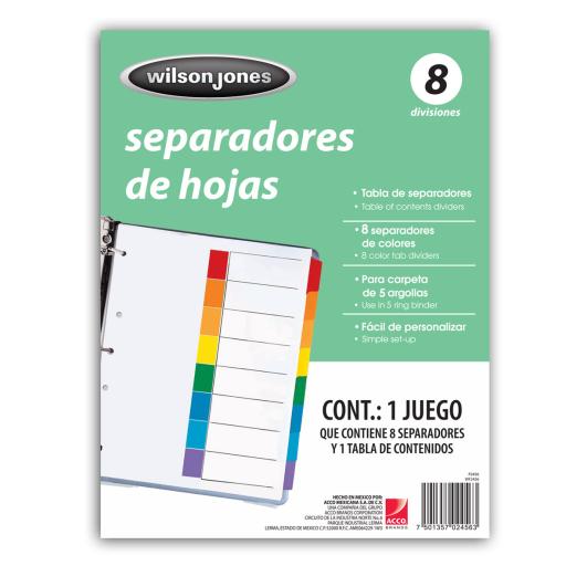 [ACCO_P2456] Acco SEPARADOR ACCO TAB 8 DIV CEJA COLOR SIN NUMERACION