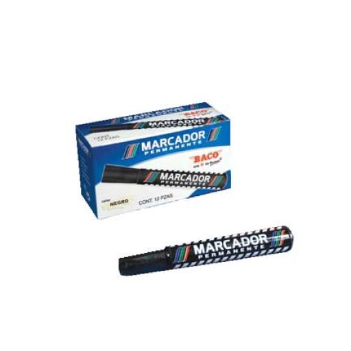 Baco MARCADOR BACO PERMANENTE PLASTICO NEGRO c/12