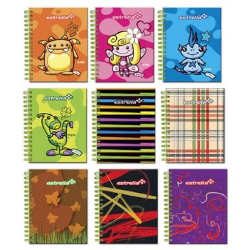 Estrella LIBRETA ESTRELLA 1/8 ESPIRAL DOBLE WIRE-O PASTA SUAVE 100HJS