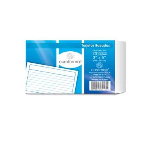 EUROFORMAS  TARJETA EUROFORMAS BIBLIOGRAFICA RAYADA 3X5 C/100