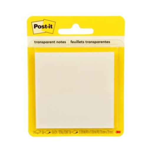 3M Notas Adhesivas 3M Post It 2.8x2.8" Transparente 1 Block C/36 Hojas Blister