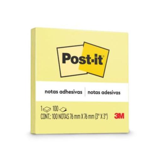 3M Notas 3M Post-It 654 3X3 Amarillo 100Hjs C/12