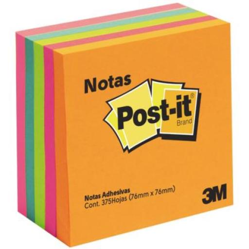 3M Notas 3M Post-It 3X3 Neon 5 Blocks C/75 Hojas