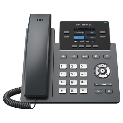 Grandstream Networks Teléfono IP Grado Operador, 4 líneas SIP con 2 cuentas, puertos Gigabit PoE, pantalla a color 2.4", codec Opus, IPV4/IPV6 con gestión en la nube GDMS
