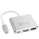 Stylos HUB MULTIPUERTO STYLOS 3 EN 1 HDMI 4K, USB 3.0, USB C (STCBHUB31S)