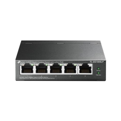 TPLINK Switch Escritorio No Administrable de 5 puertos 100/100/1000 Mbps / Con 4 puertos PoE 802.3af/at de hasta 40 W 