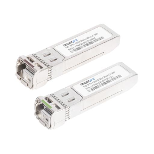 LINKEDPRO BY EPCOM Transceptores Ópticos Bidireccionales SFP+ (Mini-Gbic) / Monomodo 1270 & 1330 nm / 10 Gbps / 1000BASE-BX / Conector LC/UPC Simplex / DDM / Hasta 40 km / 2 Piezas 