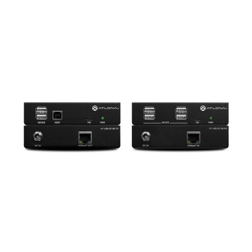 ATLONA Kit extensor de señal USB 2.0 de alta velocidad / hasta 100 metros / donde los componentes USB(Laptops, cámaras, micrófonos y parlantes) están ubicados en diferentes áreas de la sala.