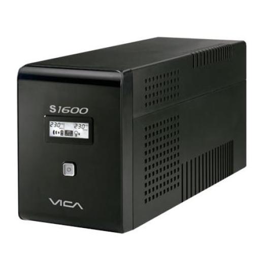 Vica NoBreak con regulador integrado S1600, Capacidad 1600VA / 900W, con 8 tomas reguladas y respaldadas, Tomas tipo NEMA 5-15R, Puerto USB, Indicadores visuales en Pantalla LCD, Certificado NOM, Breaker térmico.