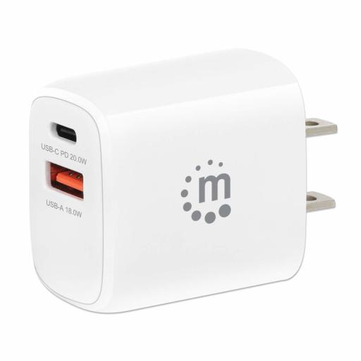 Cargador de pared mini para carga de energía por USB Manhattan.