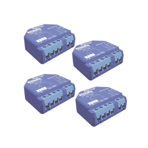 SHELLY Kit de 4 / Relevador inalámbrico inteligente 16A, 110-230 V, compatible con asistente de voz Alexa, Google Home