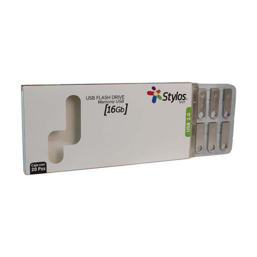 Stylos MEMORIA USB STYLOS 16GB FLASH 2.0 PLATA, PACK 20 (STUSB2016)