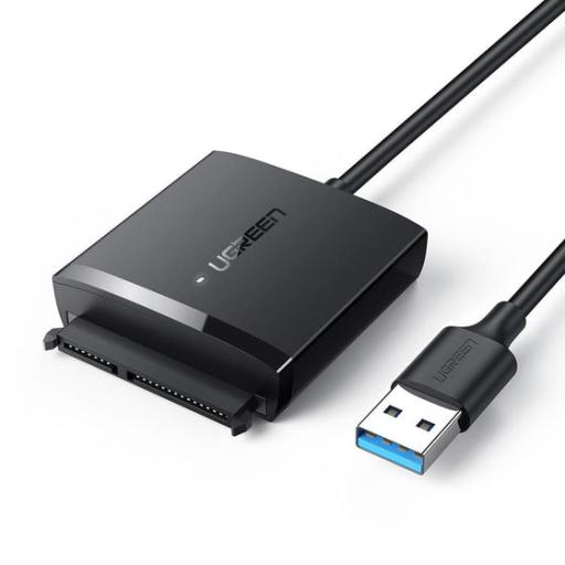 Ugreen Adaptador USB 3.0 a SATA III / Compatible con Disco Duro HDD y SSD de 2.5" y 3.5" de hasta 12 TB/ Velocidad USB 3.0 de hasta 5 Gbps / Alta Velocidad con UASP & TRIM / Cable de 50 cm