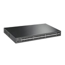 TPLINK Switch L2+ Omada PoE+ / 48 Puertos PoE+ 10/100/1000 Mbps / 4 Puertos SFP+ 10G / 2 Puertos Consola (RJ45 y microUSB) / Administración Centralizada Omada o Stand-Alone / Multicast IGMP / Calidad de Servicio / Presupuesto PoE 500W / Montaje en Rack