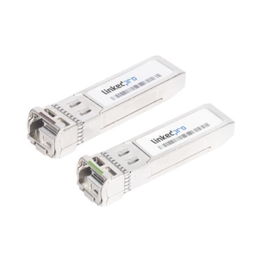 LINKEDPRO BY EPCOM Transceptores Ópticos Bidireccionales SFP+ (Mini-Gbic) / Monomodo 1490 & 1550 nm / 10 Gbps / 10GBASE-BX / Conector LC/UPC Simplex / DDM / Hasta 80 km / 2 Piezas 
