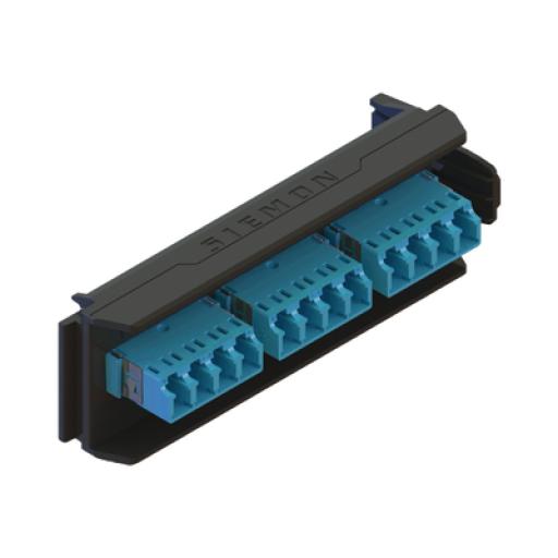 Siemon Placa Acopladora LightVerse, 6 Conectores Dúplex LC/UPC, Acepta hasta 12 fibras Monomodo  (No Shuttered)