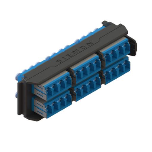 Siemon Placa Acopladora LightVerse, 12 Conectores Dúplex LC/UPC, Acepta hasta 24 fibras Monomodo (No Shuttered)