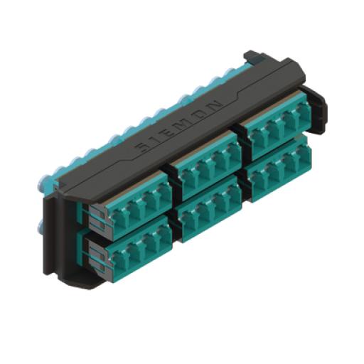 Siemon Placa Acopladora LightVerse, 12 Conectores Dúplex LC/UPC, Acepta hasta 24 fibras Multimodo OM3 y OM4  (No Shuttered)