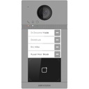 Hikvision Digital Technology Videoportero IP 2 Megapixel / Llamada y Apertura Remota desde App Hik-Connect / PoE / Exterior IP65 + Antivandalico IK08 / 4 Departamento / Apertura con Tarjeta / Soporta 2 Puertas y hasta 6 Monitores