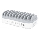 Estación de carga de 10 puertos USB Manhattan Blanco.