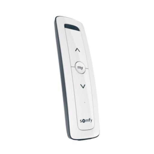 Somfy Control remoto 1 canal para motores de persiana Somfy con señal inalámbrica, instrucciones: sube, baja y detener, con posición favorita programada.