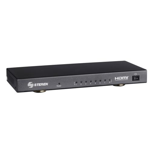 Steren Divisor Steren con Amplificador 8 Puertos HDMI con Booster UHD 4K